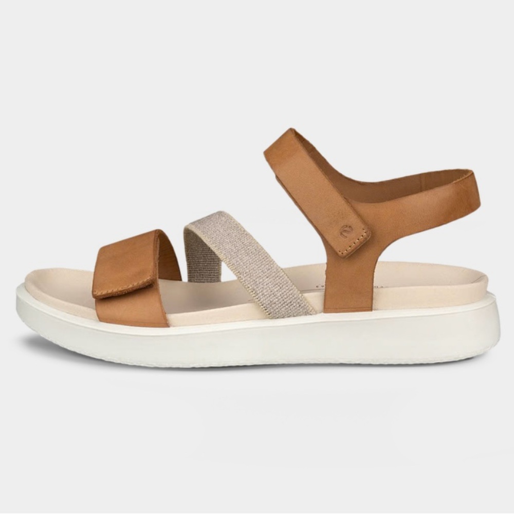 Ecco Flowt leather flat adjustable strap sandal - 2024 collection